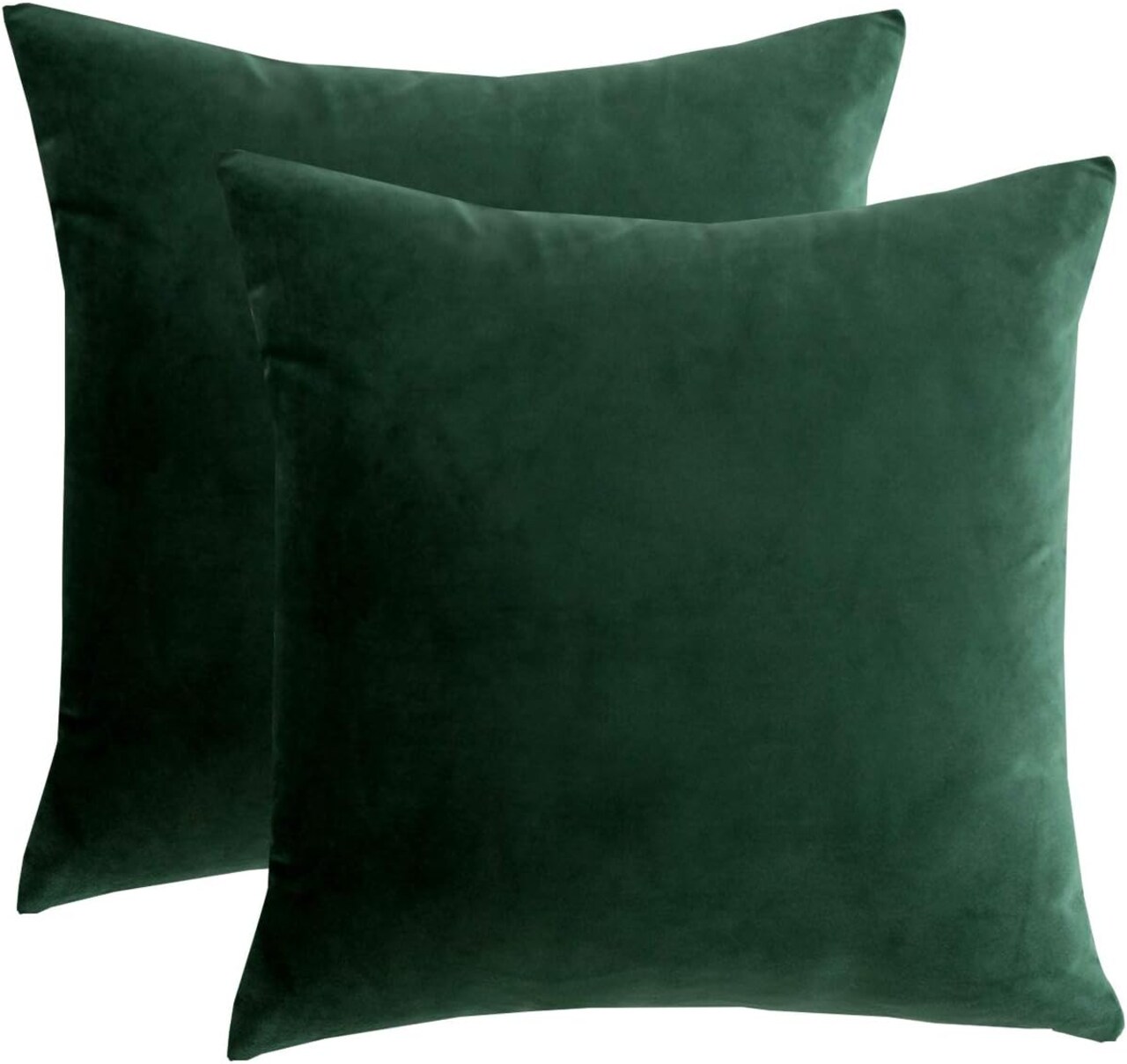 Velvet Decorative Throw Pillow Covers Cushion Cover Pillow Case for Sofa Couch Bed Chair,Soft Square Dark Green Throw Pillows 18x18 Inch,Set of 2